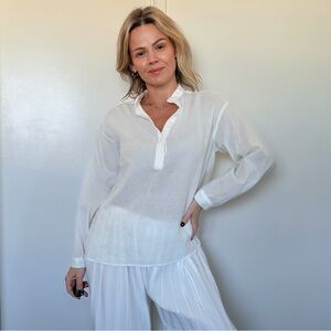 Almina Concept Band Collar Button Up